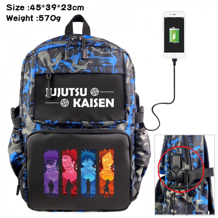 Jujutsu Kaisen Anime waterproof nylon camouflage backpack School Bag 45X39X23CM