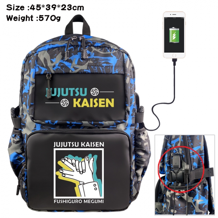 Jujutsu Kaisen Anime waterproof nylon camouflage backpack School Bag 45X39X23CM