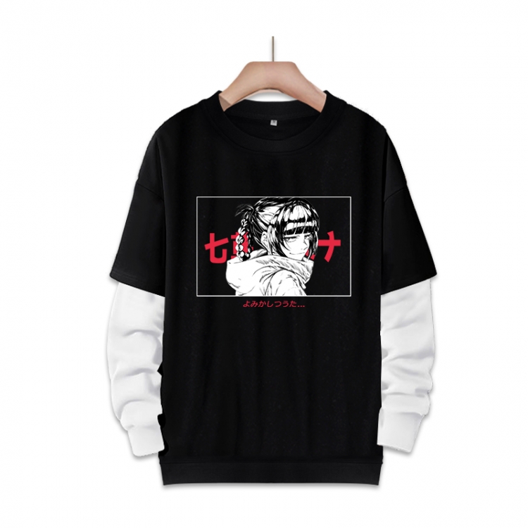 Call of the Night Anime fake two-piece thick round neck sweater from S to 3XL