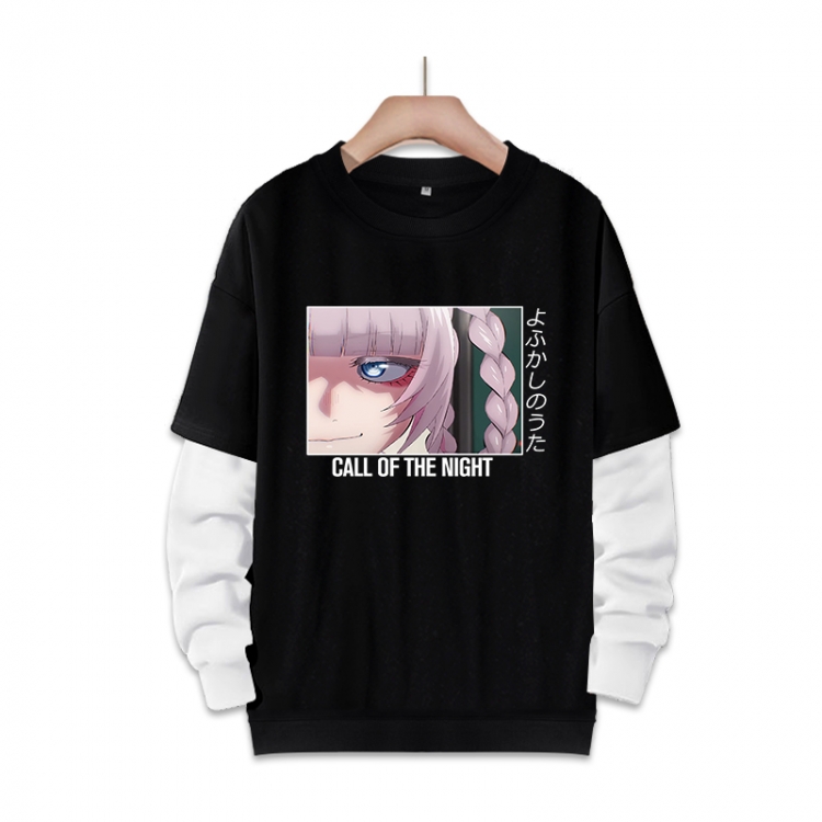 Call of the Night Anime fake two-piece thick round neck sweater from S to 3XL