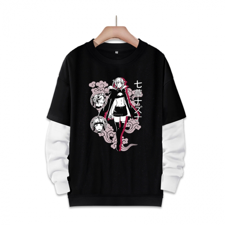 Call of the Night Anime fake two-piece thick round neck sweater from S to 3XL