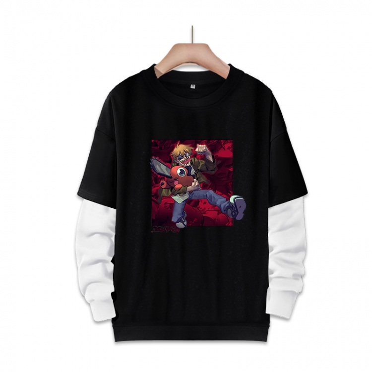 Chainsaw man Anime fake two-piece thick round neck sweater from S to 3XL