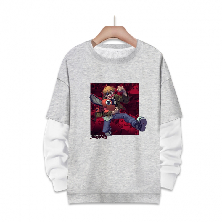 Chainsaw man Anime fake two-piece thick round neck sweater from S to 3XL