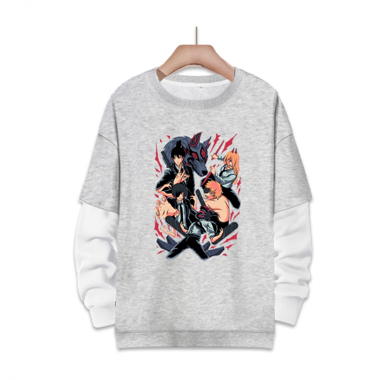 Chainsaw man Anime fake two-piece thick round neck sweater from S to 3XL