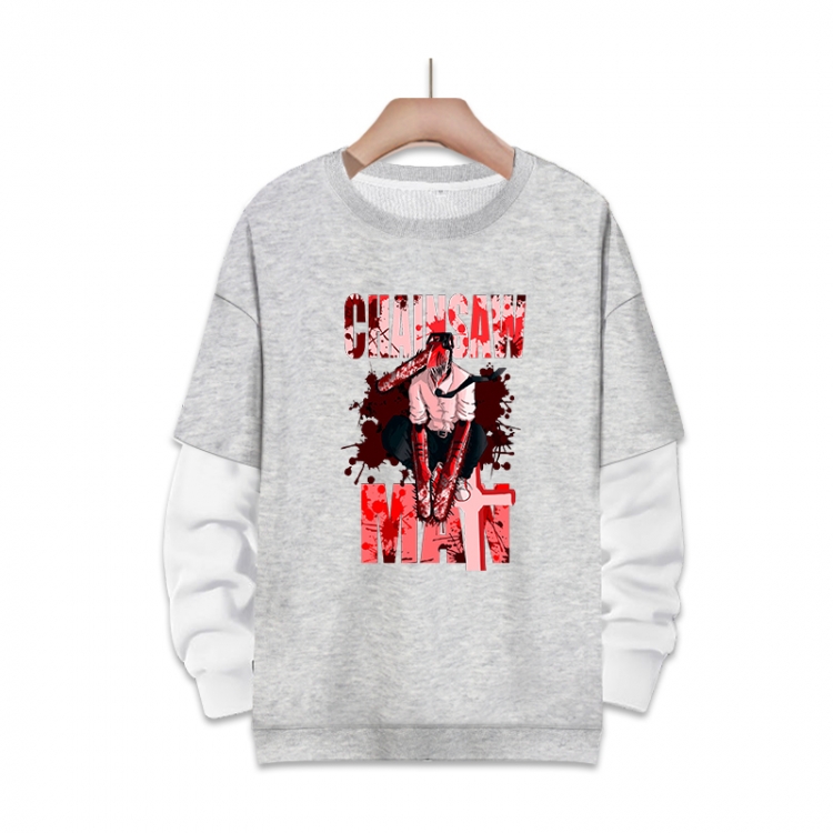 Chainsaw man Anime fake two-piece thick round neck sweater from S to 3XL