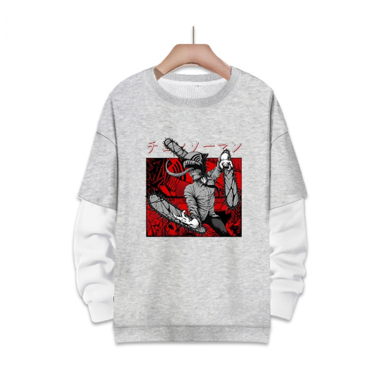 Chainsaw man Anime fake two-piece thick round neck sweater from S to 3XL