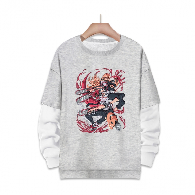 Chainsaw man Anime fake two-piece thick round neck sweater from S to 3XL