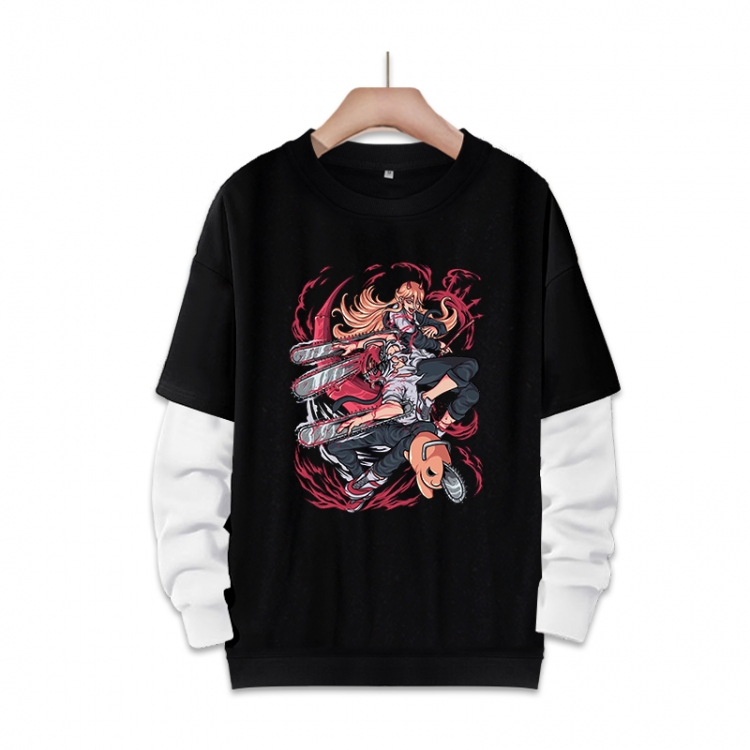 Chainsaw man Anime fake two-piece thick round neck sweater from S to 3XL