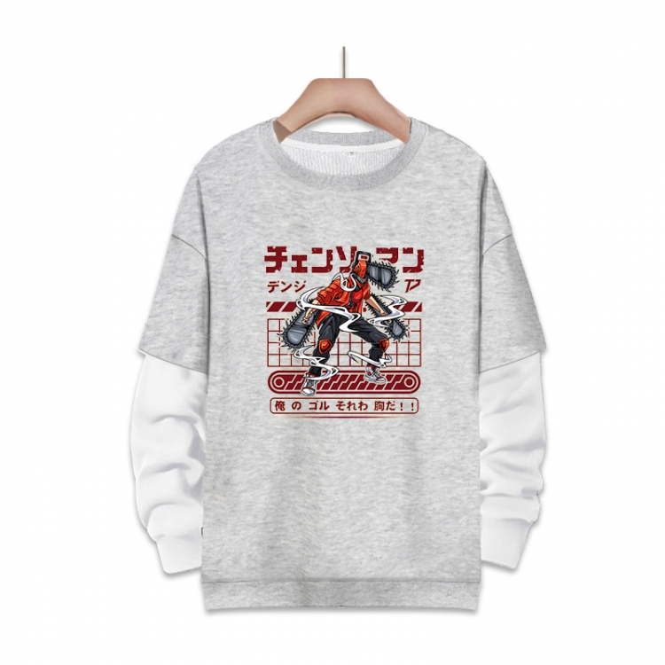 Chainsaw man Anime fake two-piece thick round neck sweater from S to 3XL