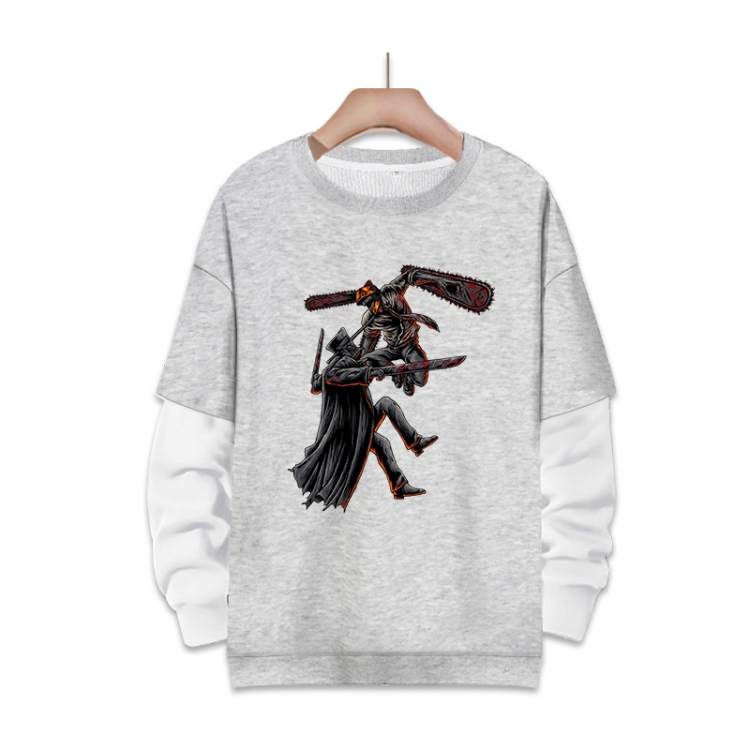 Chainsaw man Anime fake two-piece thick round neck sweater from S to 3XL