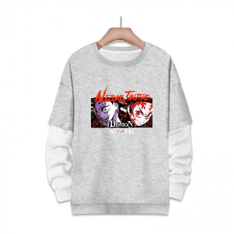 Demon Slayer Kimets Anime fake two-piece thick round neck sweater from S to 3XL