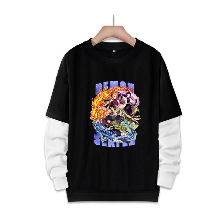 Demon Slayer Kimets Anime fake two-piece thick round neck sweater from S to 3XL