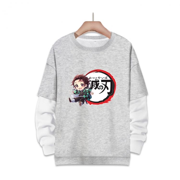 Demon Slayer Kimets Anime fake two-piece thick round neck sweater from S to 3XL