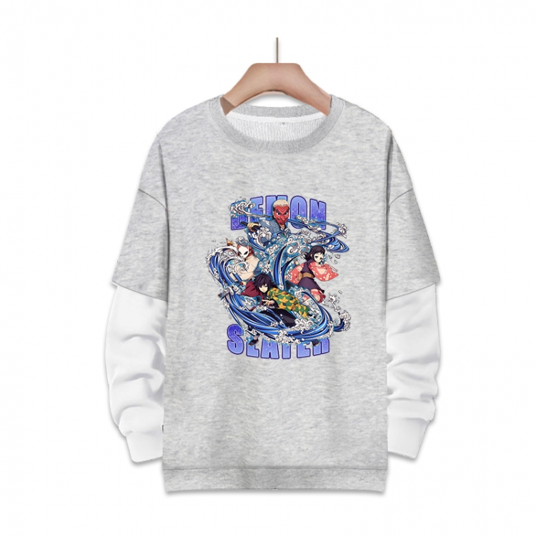 Demon Slayer Kimets Anime fake two-piece thick round neck sweater from S to 3XL