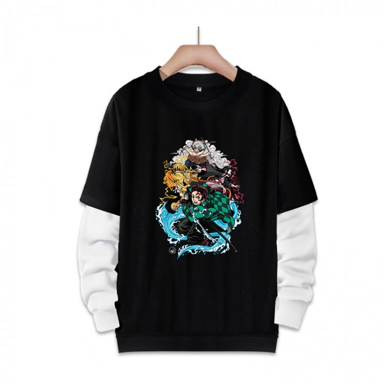 Demon Slayer Kimets Anime fake two-piece thick round neck sweater from S to 3XL