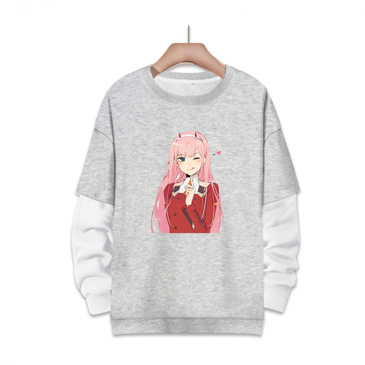 DARLING in the FRANX Anime fake two-piece thick round neck sweater from S to 3XL