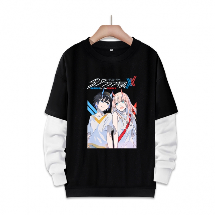 DARLING in the FRANX Anime fake two-piece thick round neck sweater from S to 3XL