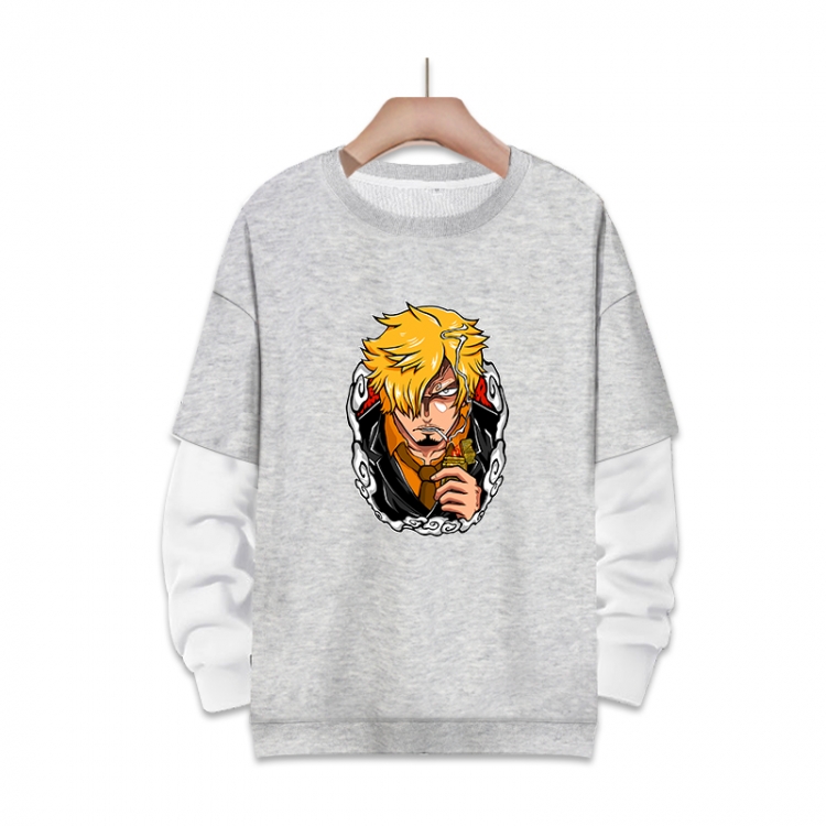 One Piece Anime fake two-piece thick round neck sweater from S to 3XL