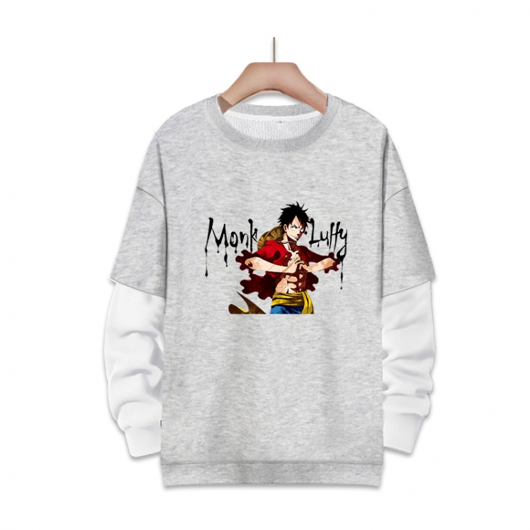 One Piece Anime fake two-piece thick round neck sweater from S to 3XL