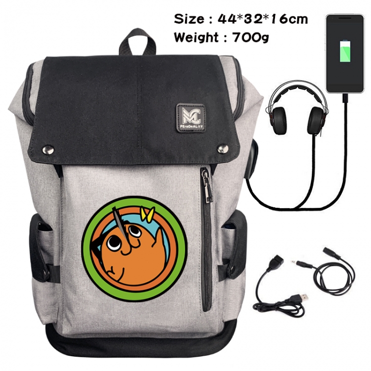 Chainsaw man Animation anti-theft canvas bucket backpack 44X32X16CM