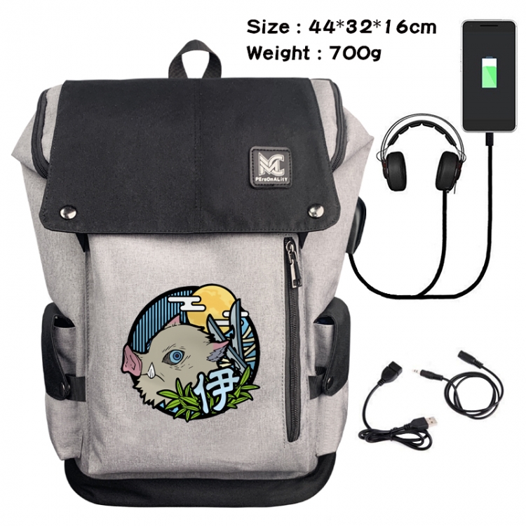 Demon Slayer Kimets Animation anti-theft canvas bucket backpack 44X32X16CM