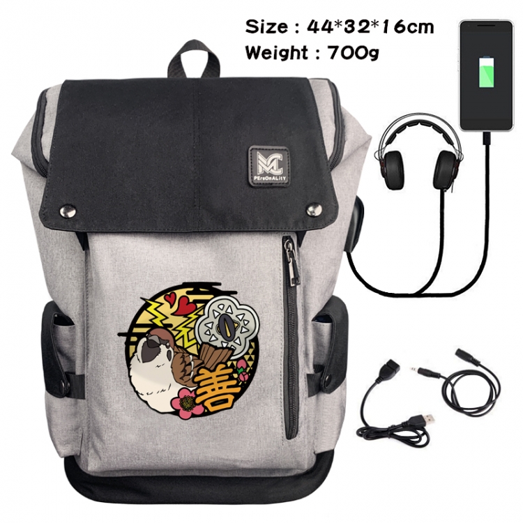 Demon Slayer Kimets Animation anti-theft canvas bucket backpack 44X32X16CM