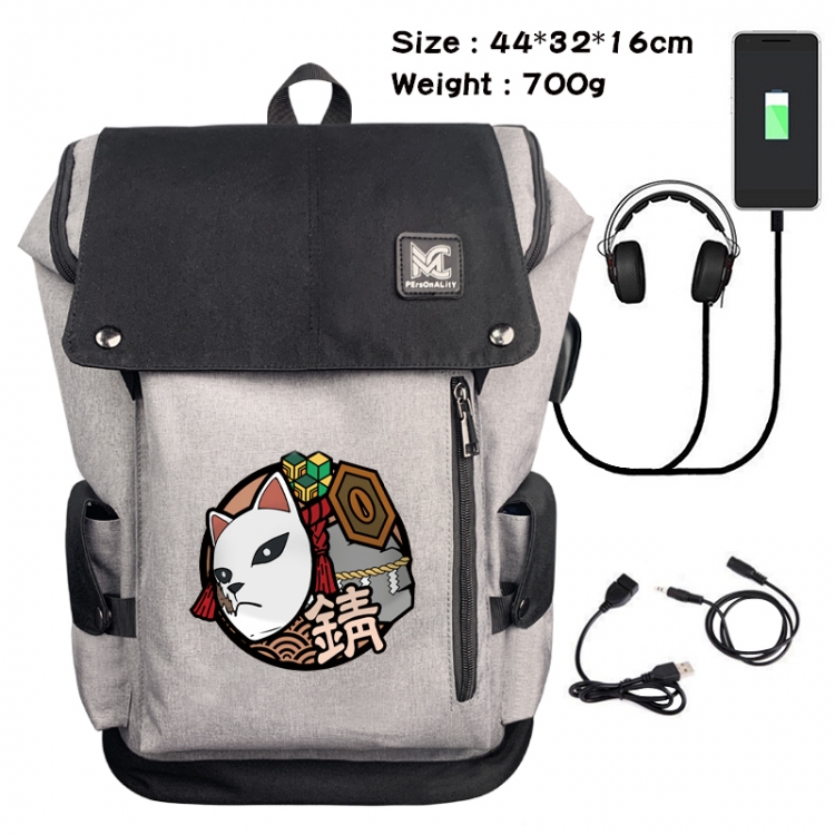 Demon Slayer Kimets Animation anti-theft canvas bucket backpack 44X32X16CM