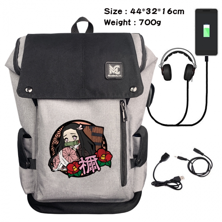 Demon Slayer Kimets Animation anti-theft canvas bucket backpack 44X32X16CM