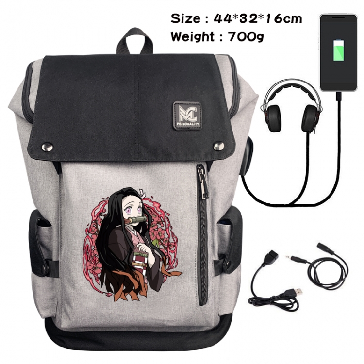 Demon Slayer Kimets Animation anti-theft canvas bucket backpack 44X32X16CM