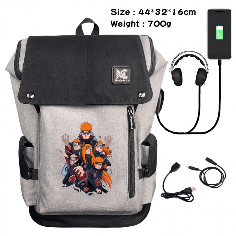 Naruto Animation anti-theft canvas bucket backpack 44X32X16CM