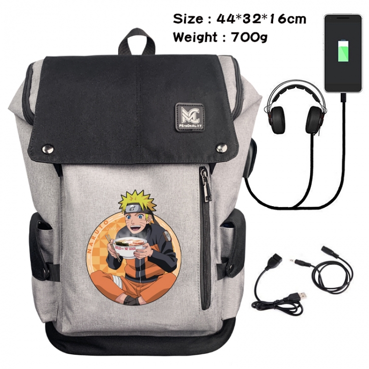 Naruto Animation anti-theft canvas bucket backpack 44X32X16CM