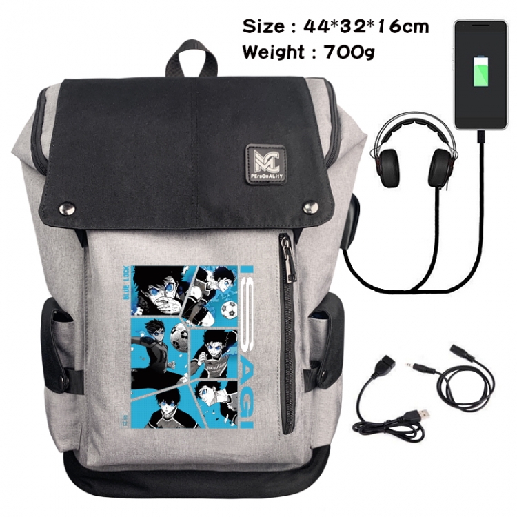 BLUE LOCK Animation anti-theft canvas bucket backpack 44X32X16CM