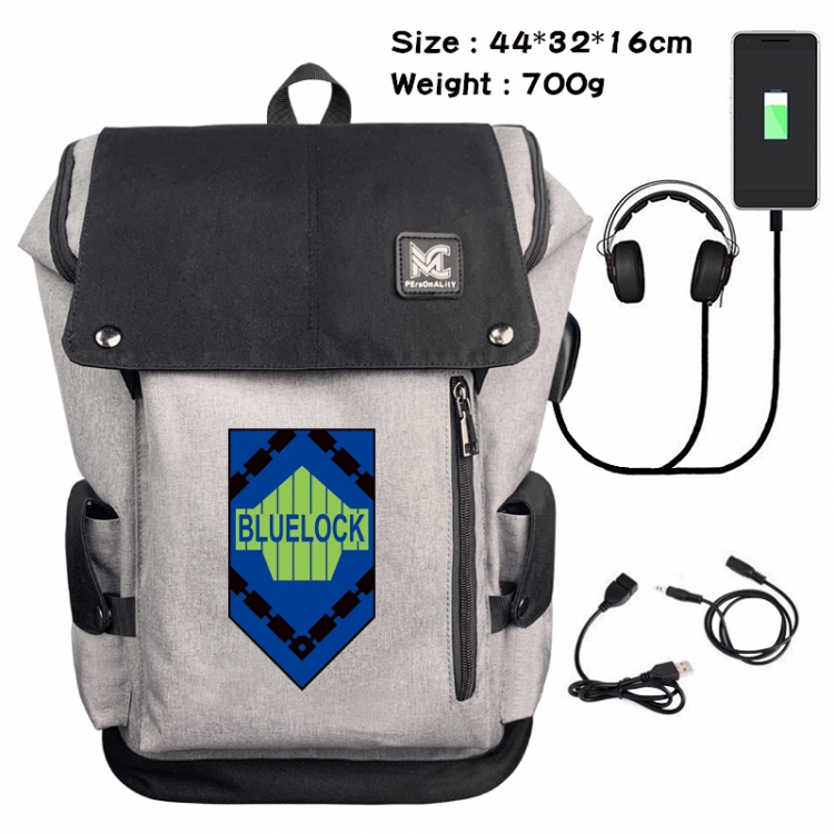 BLUE LOCK Animation anti-theft canvas bucket backpack 44X32X16CM