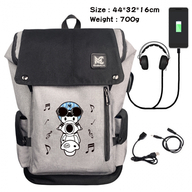 Helmeted Youth Animation anti-theft canvas bucket backpack 44X32X16CM