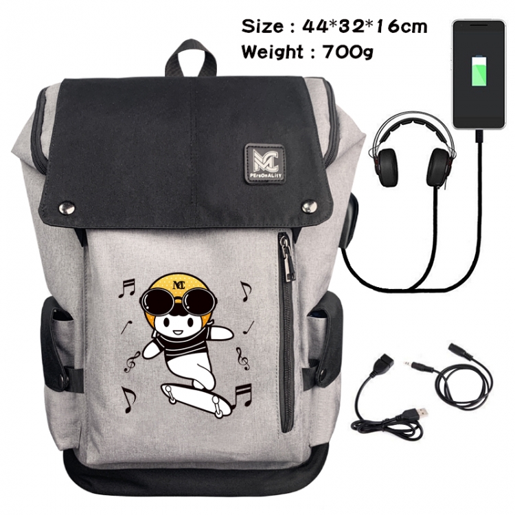 Helmeted Youth Animation anti-theft canvas bucket backpack 44X32X16CM