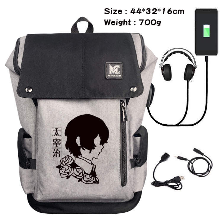 Bungo Stray Dogs Animation anti-theft canvas bucket backpack 44X32X16CM