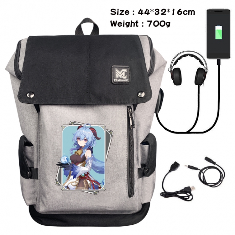 Genshin Impact Animation anti-theft canvas bucket backpack 44X32X16CM