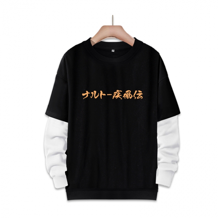 Naruto Anime fake two-piece thick round neck sweater from S to 3XL