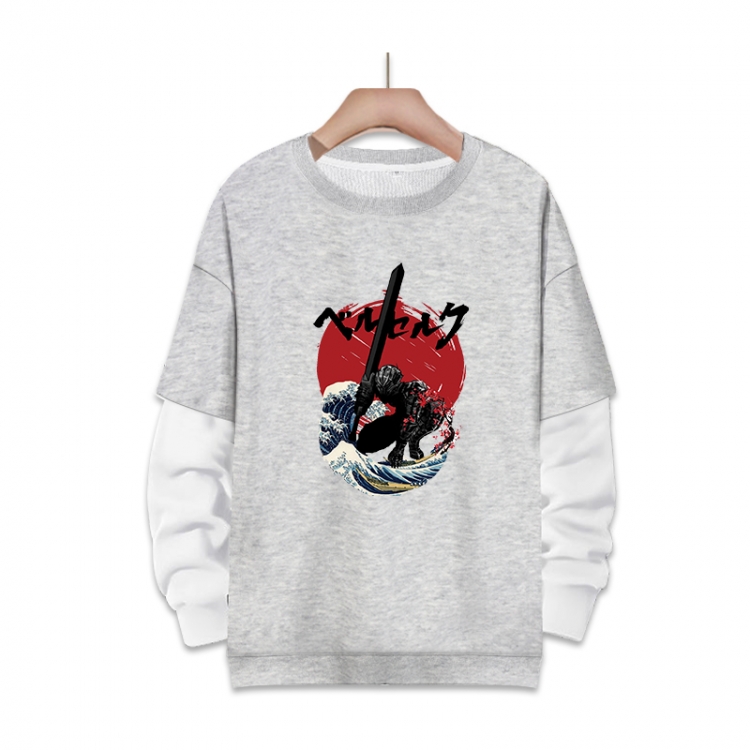 Berserk  Anime fake two-piece thick round neck sweater from S to 3XL