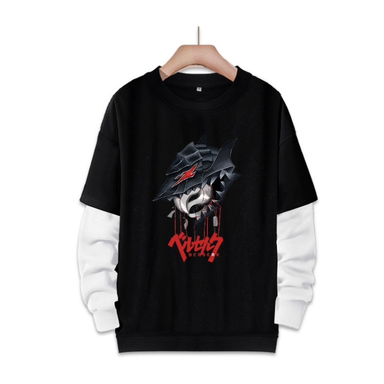 Berserk  Anime fake two-piece thick round neck sweater from S to 3XL