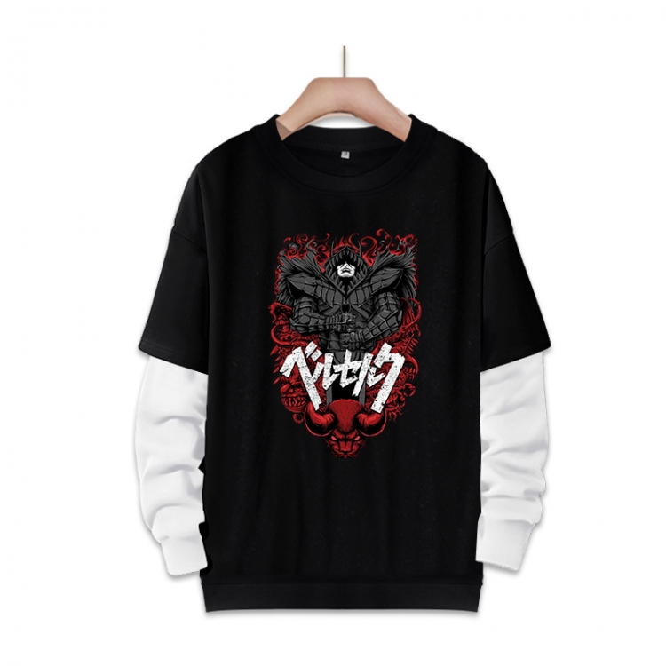 Berserk  Anime fake two-piece thick round neck sweater from S to 3XL