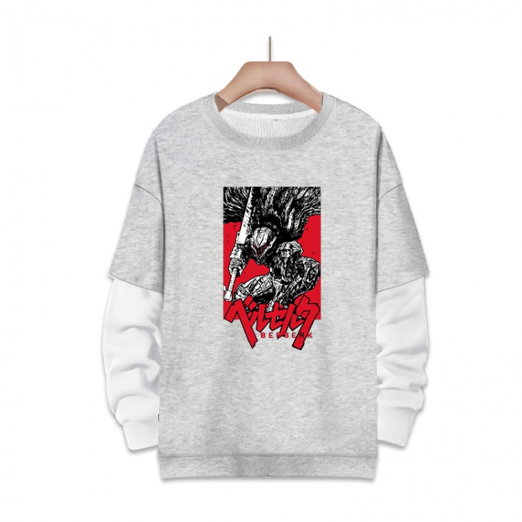 Berserk  Anime fake two-piece thick round neck sweater from S to 3XL