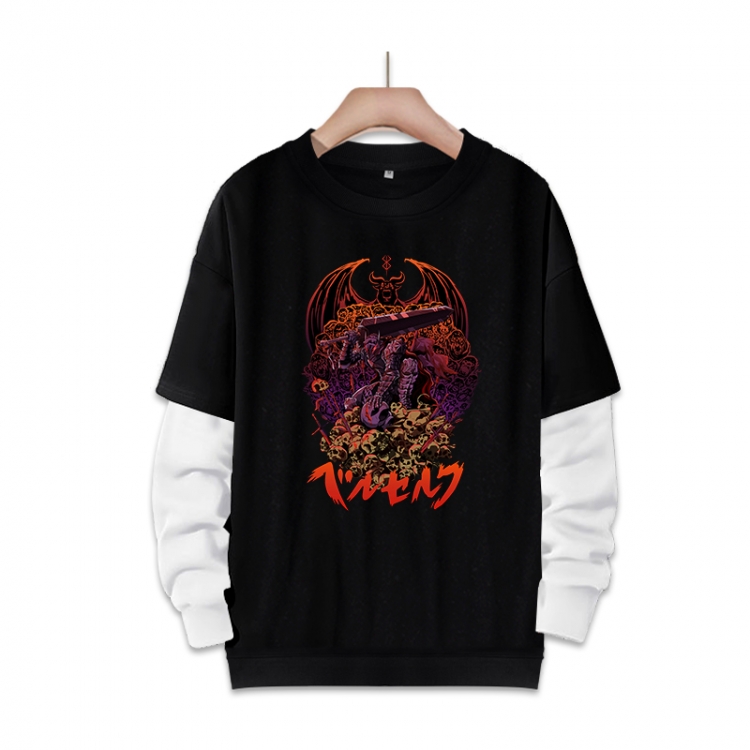 Berserk  Anime fake two-piece thick round neck sweater from S to 3XL