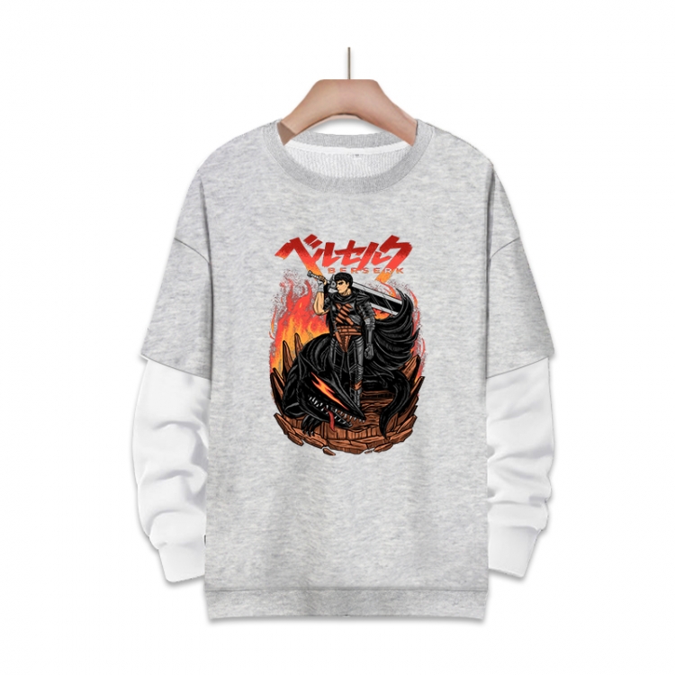 Berserk  Anime fake two-piece thick round neck sweater from S to 3XL