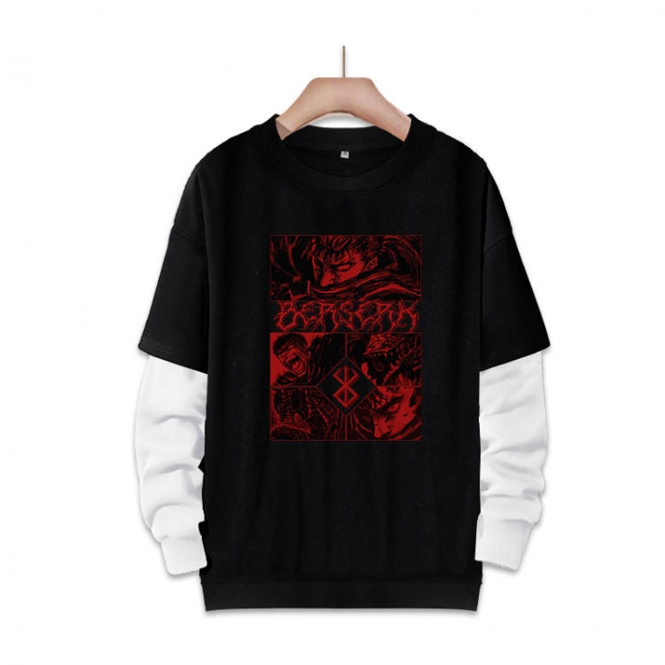 Berserk  Anime fake two-piece thick round neck sweater from S to 3XL