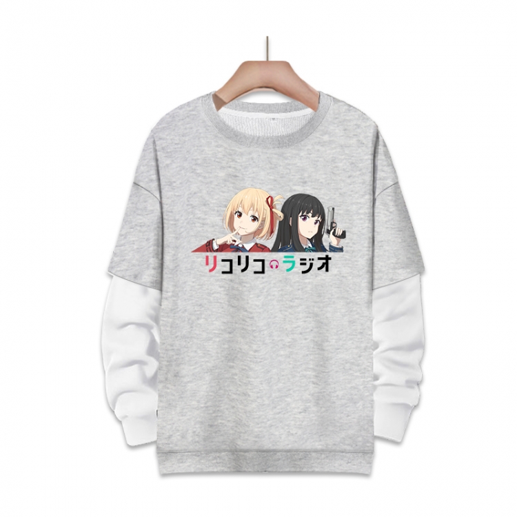 Lycoris Recoil  Anime fake two-piece thick round neck sweater from S to 3XL