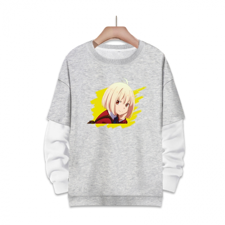 Lycoris Recoil  Anime fake two-piece thick round neck sweater from S to 3XL