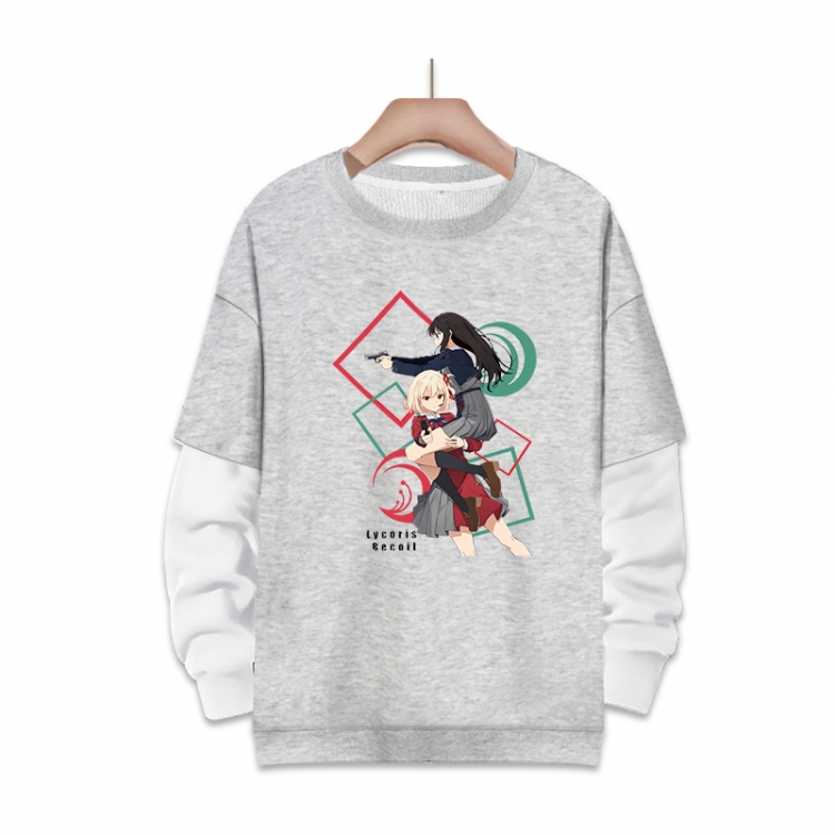 Lycoris Recoil  Anime fake two-piece thick round neck sweater from S to 3XL