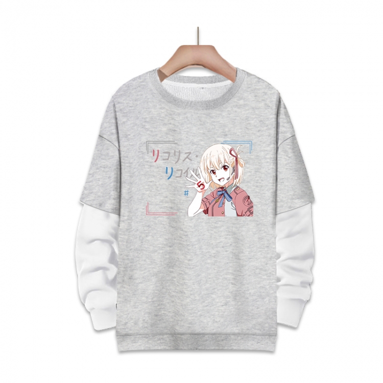 Lycoris Recoil  Anime fake two-piece thick round neck sweater from S to 3XL