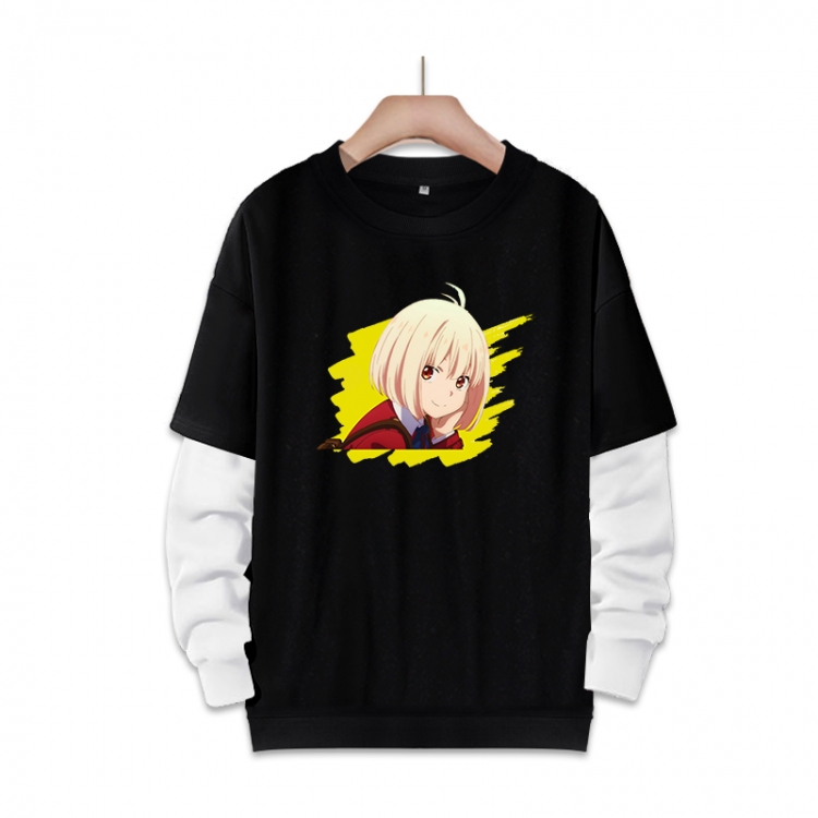 Lycoris Recoil  Anime fake two-piece thick round neck sweater from S to 3XL